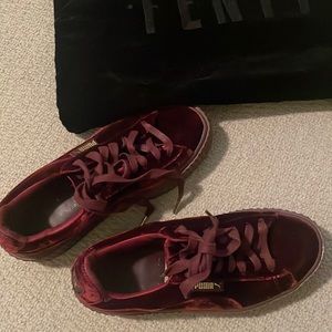 Burgundy Fenty sneakers